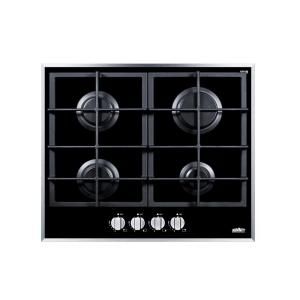 Summit Appliance 24 in. Gas on Glass Gas Cooktop in Black with 4 Burners GC424BGL