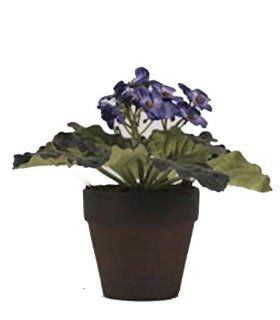 Purple Silk African Violet Potted   7 Inch   Artificial Plants