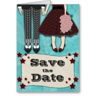 Rockabilly Wedding, save the date Greeting Card