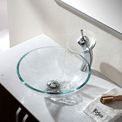 Kraus Bathroom Combo Set Crystal Clear Glass Vessel Sink/Faucet Kraus Sink & Faucet Sets