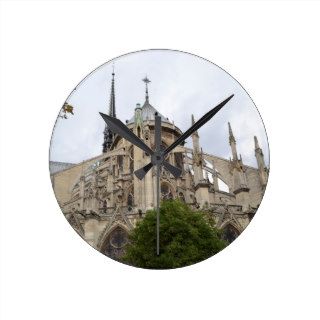 Paris Notre Dame Flying Buttresses Round Wallclock