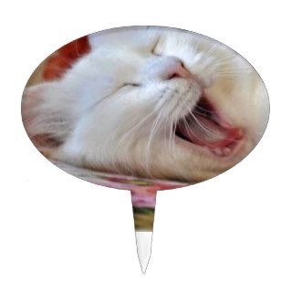Cute Portrait Of A Yawning Van Cat Cake Topper