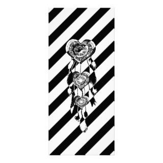 Stripes Heart Dreamcatcher Black White Color Block Personalized Rack Card