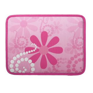 Cute Pink Floral Girly Retro Daisy Flowers MacBook Pro Sleeve