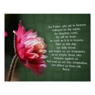 Our Father Lord's Prayer Flower Religious Poster