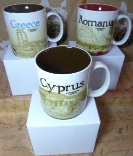 Starbucks 3 Global City Mugs   Greece , Romania , Cyprus , Brand New,16 FL OZ/473 ML, Original, Collectibles, Coffee Mugs For 3 Countries Kitchen & Dining