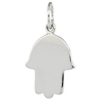 Sterling Silver ( Hand of God ) Plain Hamsa Pendant 3/4 inch (17 mm) tall Pendant Necklaces Jewelry