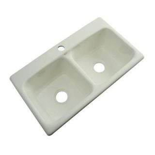 Thermocast Brighton Drop in Acrylic 33x19x9 in. 1 Hole Double Bowl Kitchen Sink in Jersey Cream 34106