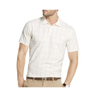 Van Heusen Short Sleeve Windowpane Polo Shirt, Cream, Mens