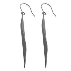 Fremada Stainless Steel Twisted Brushed Leaves Dangle Earrings Fremada Stainless Steel Earrings