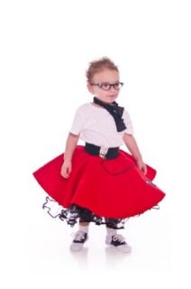 Hip Hop 50s Shop 4 Piece Toddler Poodle Skirt Outfit   Size Toddler   Red Clothing