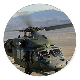 HH 60 Pave Hawk Helicopter In Flight Round Sticker