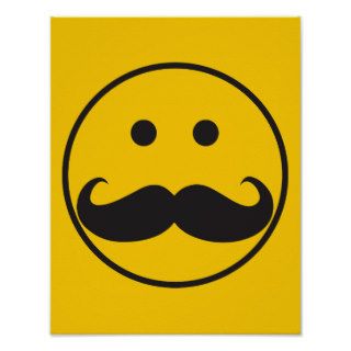 Smiley Face Mustache Print