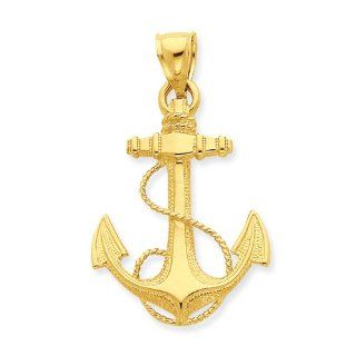 14K 2 D Anchor with Rope Pendant Cyber Monday Special Charm Jewelry Brothers Pendant Jewelry