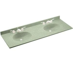 Swanstone Chesapeake 61 in. Solid Surface Double Basin Vanity Top with Bowl in Seafoam DISCONTINUED CH2B2261 074