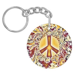 Psychedelic Groovy Trippy Peace Sign Holiday Stars Acrylic Key Chains