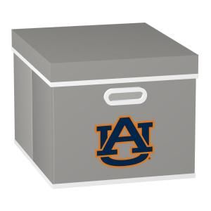 MyOwnersBox College STACKITS Auburn University 12 in. x 10 in. x 15 in. Stackable Grey Fabric Storage Cube 12013001CAUO
