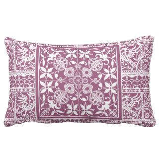 Pink Plum Rose Lace Renaissance Design Pillows