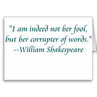 Shakespeare fool words card