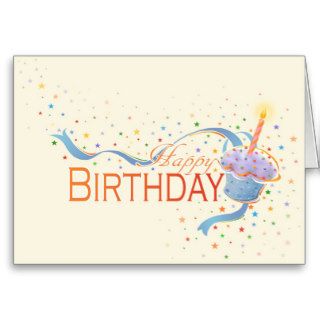 Business Happy Birthday Cards Lit Cupcake