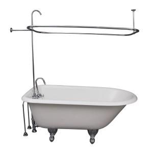 Barclay Products 4.5 ft. Cast Iron Roll Top Bathtub Kit in White with Polished Chrome Accessories TKCTRH54 CP1