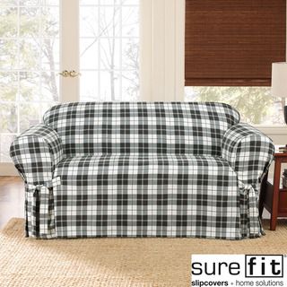 Sure Fit Soft Suede Plaid Loveseat Slipcover Sure Fit Loveseat Slipcovers