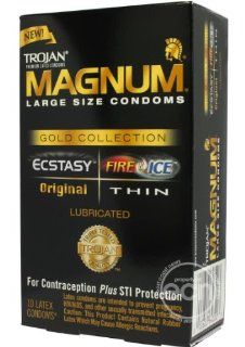 Trojan Magnum Large Size Condoms   Gold Collection Lubricated Health & Personal Care