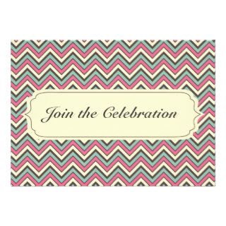Pink Chevron Pattern Invitation Card Any Occasion