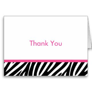 Trendy Pink Zebra Print Thank You Note Cards