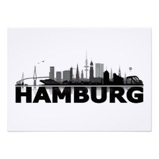 Hamburg town center of skyline map /Klappkarte/Ein Invitation