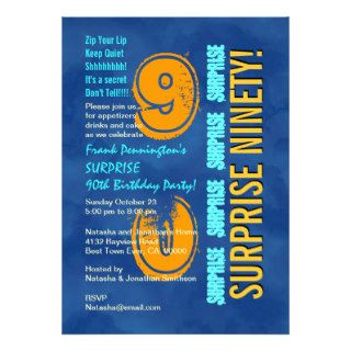 Blue and Gold Modern Surprise Birthday Template Invitations