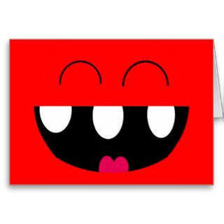 cute funny red monster smile cards