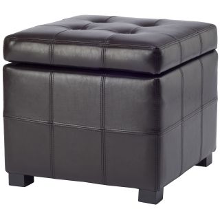 Safavieh Maiden Square Tufted Brown Leather Ottoman
