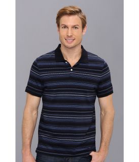 Calvin Klein S/S Jersey Engineered Stripe Polo Mens Short Sleeve Pullover (Blue)