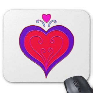 Folk Art Hearts with Curls of Love Mouse Pads