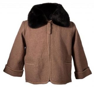 Zavde Girls Boiled Wool Hooded Spring Jacket with Fur Collar   Sizes 3 14 Clothing