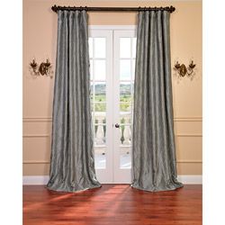 Alexandria Platinum Faux Silk Embroidered 96 inch Curtain Panel