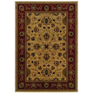 Ivory/ Red Traditional Polypropylene Area Rug (53 X 76)