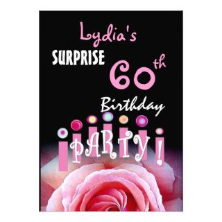 Custom 60th SURPRISE Birthday Party Pink Rose Invite