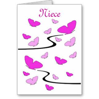 Niece, Birthday, pink butterflies Greeting Cards