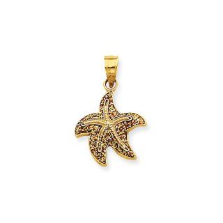 14mm Colorful Epoxy Starfish Pendant In 14 Karat Yellow Gold Jewelry