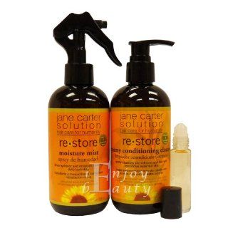 Jane Carter Restore Creamy Conditioning Cleanser, Moisture Mist "Combo" (w/ Roll on Body Oil)  Hair Care Product Sets  Beauty