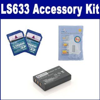 Kodak LS633 Digital Camera Accessory Kit includes SDNP120 Battery, 2PKSD2GB Memory Card, ZELCKSG Care & Cleaning  Camera & Photo