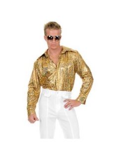 Mens Plus Size Disco Gold Glitter Shirt 3X Clothing
