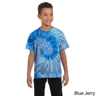 Tie dye Youth Cotton Tie dyed T shirt Blue Size L (14 16)