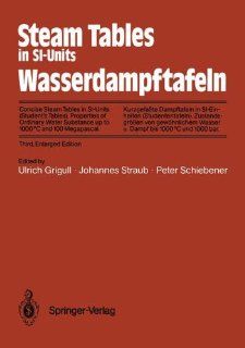 Steam Tables in SI Units/Wasserdampftafeln Concise Steam Tables in SI Units (Student's Tables)   Properties of Ordinary Water Substance up to 1000Dampf bis 1000 (English and German Edition) Ulrich Grigull, Johannes Straub, Peter Schiebener 978354051