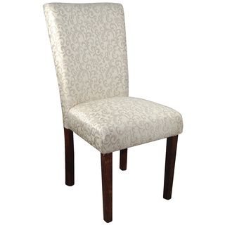 Classic Ivory White/ Silver Damask Parson Chair (set Of 2)