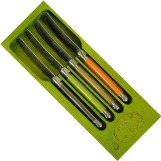 Laguiole Jean Dubost Multi Colored Handles 4pc Spreader Set in a colored wood box Flatware Knives Kitchen & Dining
