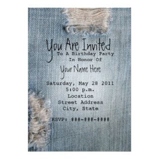 Birthday Party Invite   Ripped Blue Jeans
