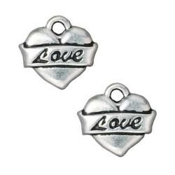 Beadaholique Silverplated Pewter Love Heart Tattoo Charms (Set of 2) Beadaholique Beading Charms